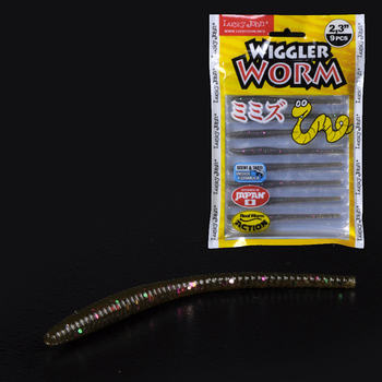 Силиконовые приманки Lucky John Wiggler Worm 2.3" 58.4мм S21 9шт