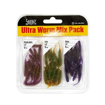 Силиконовые приманки Lucky John Ultra Worm 1.4" 35мм MIX1 45шт