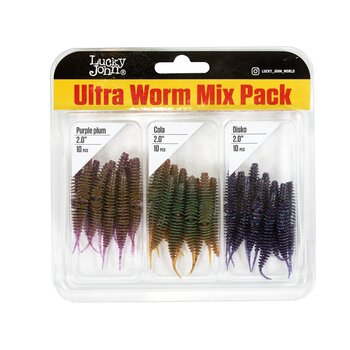 Силиконовые приманки Lucky John Ultra Worm 2" 50мм MIX1 30шт
