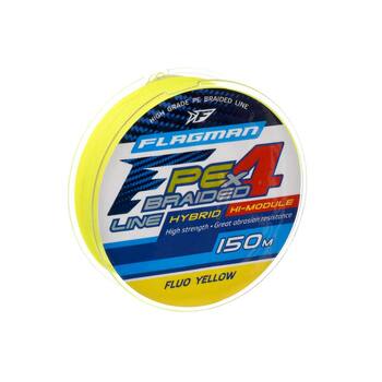 Плетеный шнур Flagman Hybrid F4 150м 0.32мм 18.2кг Fluo Yellow
