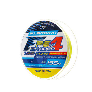 Плетеный шнур Flagman Hybrid F4 135м 0.10мм 4.6кг Fluo Yellow