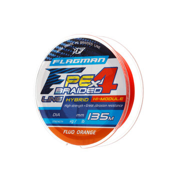 Плетеный шнур Flagman Hybrid F4 135м 0.10мм 4.6кг Fluo Orange