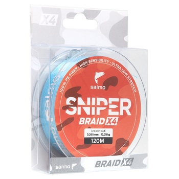 Плетеный шнур Salmo Sniper Braid 120м 0.26мм 12.25кг Blue
