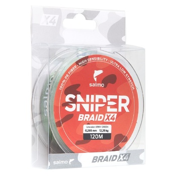 Плетеный шнур Salmo Sniper Braid 120м 0.26мм 12.25кг Army Green