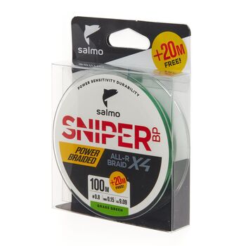 Плетеный шнур Salmo Sniper BP All R Braid х4 120м 0.8PE 0.15мм 9.09кг Grass Green
