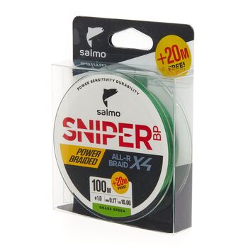 Плетеный шнур Salmo Sniper BP All R Braid х4 120м 1.0PE 0.17мм 10.0кг Grass Green