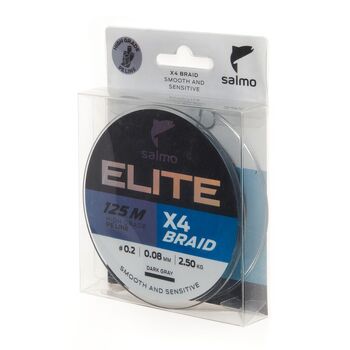 Плетеный шнур Salmo Elite х4 Braid 125м 0.2PE 0.08мм 2.5кг Dark Gray