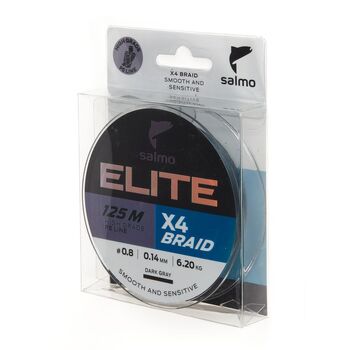 Плетеный шнур Salmo Elite х4 Braid 125м 0.8PE 0.14мм 6.2кг Dark Gray