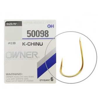 Одинарные крючки Owner 50098 K-Chinu gold Gold №1/0 6шт