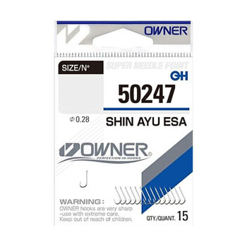 Одинарные крючки Owner 50247 Shin Ayu Esa nickel Nickel №24 15шт