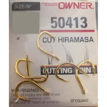 Одинарные крючки Owner 50413 Cut Hiramasa gold Gold №1/0 6шт