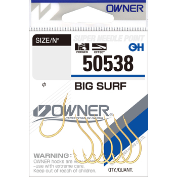 Одинарные крючки Owner 50538 Big Surf gold Gold №5/0 3шт