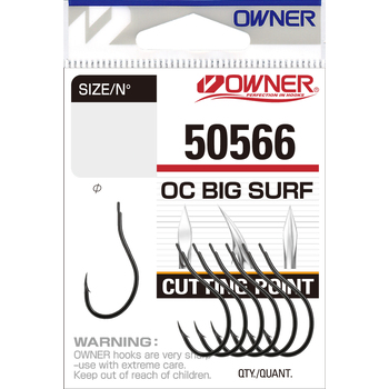Одинарные крючки Owner 50566 Cut Big Surf Black Chrome №1/0 5шт
