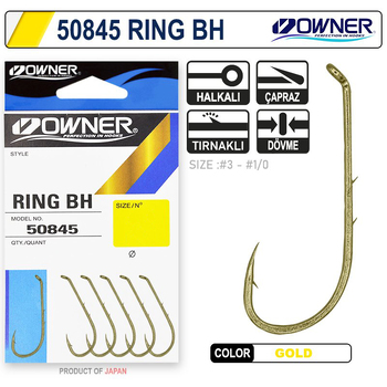 Одинарные крючки Owner 50845 Ring BH oxidized gold Gold №1/0 5шт