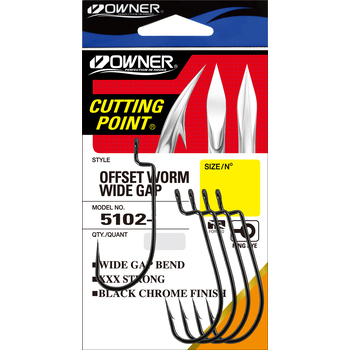 Офсетные крючки Owner Offset Shank Wide Gap BC черный №1/0 6шт