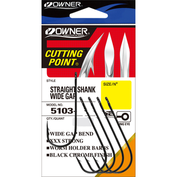 Одинарные крючки Owner 5103 Straight Shank Wide Gap Black Chrome №5/0 5шт