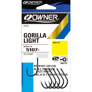 Одинарные крючки Owner 5107 Gorilla Light Black Chrome №1 8шт
