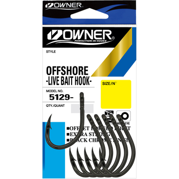 Одинарные крючки Owner 5129 Offshore Black Chrome №4/0 9шт