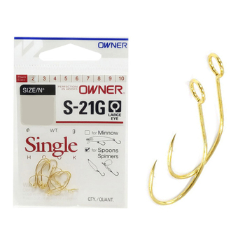 Одинарные крючки Owner 51562 S-21G gold Gold №8 10шт