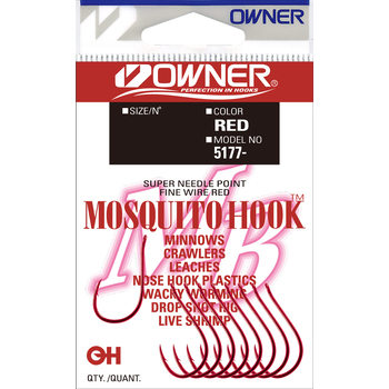 Одинарные крючки Owner 5177 Mosquito Hook red Red №1/0 7шт