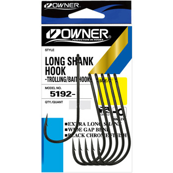 Одинарные крючки Owner 5192 Long Shank Hook Black Chrome №9/0 5шт