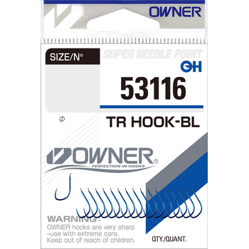 Одинарные крючки Owner 53116 Tr Hook-BL blue Blue №14 17шт