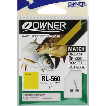 Одинарные крючки с поводками Owner RL-560 White №16 10шт