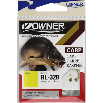 Одинарные крючки с поводками Owner RL-328 Gold №1/0 6шт