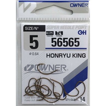 Одинарные крючки Owner 56565 Honryu King dark brown Brown №1 10шт
