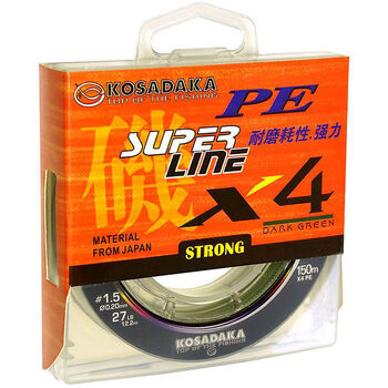 Плетеный шнур Kosadaka Super Line PE X4 2.5PE 150м 0.25мм 16.5кг темно зеленый