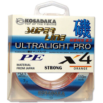 Плетеный шнур Kosadaka Super Line PE X4 Ultralight Pro 110м 0.08мм 4.9кг оранжевый