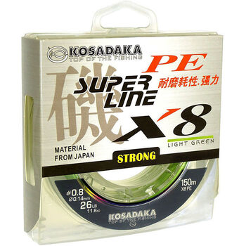 Плетеный шнур Kosadaka Super Line PE X8 1.0PE 150м 0.16мм 12.8кг светло-зеленый