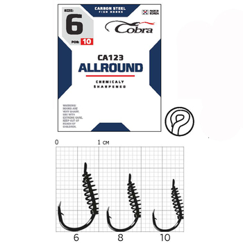 Одинарные крючки Cobra Allround CA123 черный №10 10шт