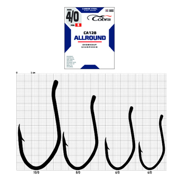 Одинарные крючки Cobra Allround CA128 черный №8/0 3шт