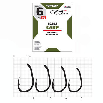 Одинарные крючки Cobra Carp  CC302 серый №4 10шт
