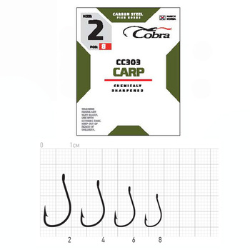 Одинарные крючки Cobra Carp  CC303 черный №6 10шт