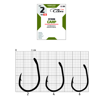 Одинарные крючки Cobra Carp  CC306 черный №4 10шт