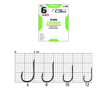 Одинарные крючки Cobra Feeder CF202 черный №10 10шт