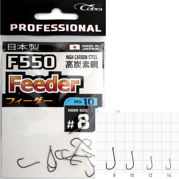 Одинарные крючки Cobra Pro Feeder F550 черный №14 10шт