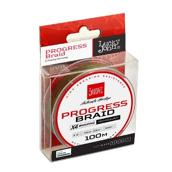 Плетеный шнур Lucky John Progress Braid 100м 0.15мм 83кг Green