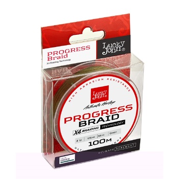 Плетеный шнур Lucky John Progress Braid 100м 0.17мм 9.1кг Green