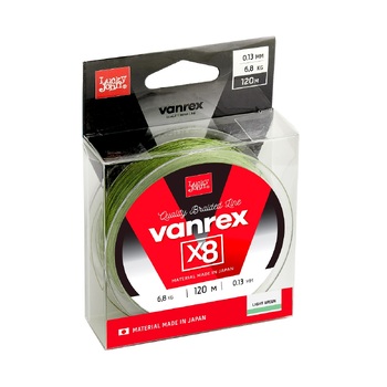 Плетеный шнур Lucky John Vanrex х8 120м 0.13мм 6.80кг Light Green