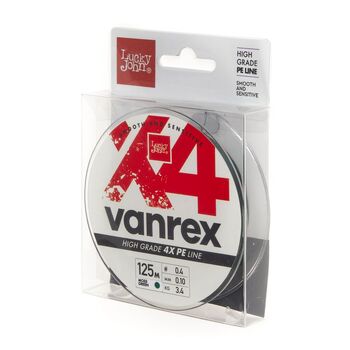 Плетеный шнур Lucky John Vanrex х4 Braid 125м 0.4PE 0.10мм 3.4кг Moss Green