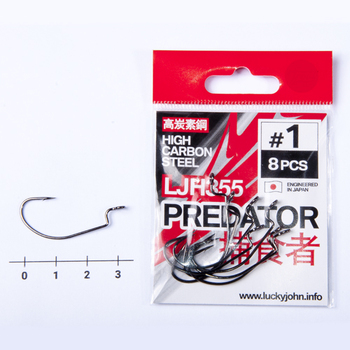 Офсетные крючки Lucky John Predator LJH355 черный №1 8шт