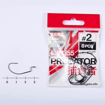 Офсетные крючки Lucky John Predator LJH355 черный №2 8шт