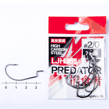 Офсетные крючки Lucky John Predator LJH355 черный №2/0 7шт