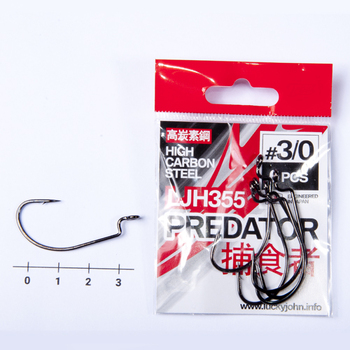 Офсетные крючки Lucky John Predator LJH355 черный №3 6шт