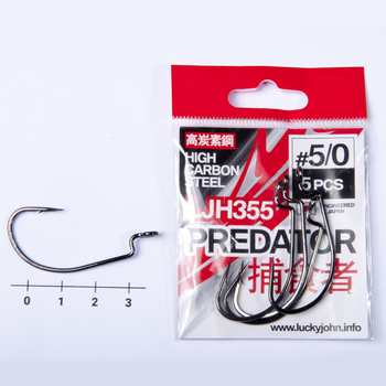 Офсетные крючки Lucky John Predator LJH355 черный №5/0 5шт