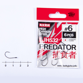 Одинарные крючки Lucky John Predator LJH532 черный №6 6шт