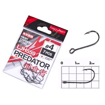 Одинарные крючки Lucky John Predator LJH559 черный №4 7шт